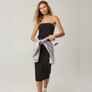NWT Offline by Aerie Ribbed Tubbed Midi Dress- Medium, Strapless Body-con Black